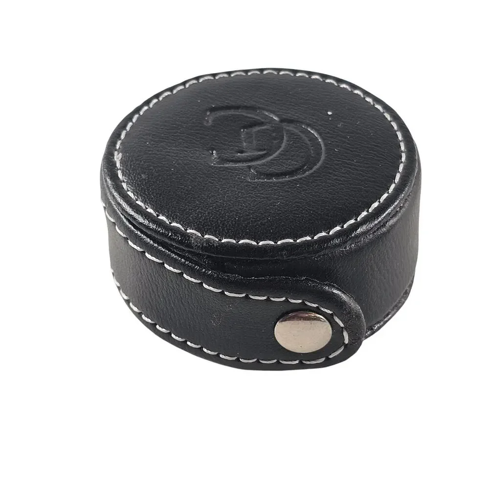 Guess Quartz Travel Alarm Clock Black Faux Leather Case Snap Closure Portable